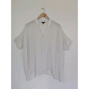Eileen Fisher Silk Sheer Top Ivory Cream Oversized Blouse Classic Luxury XXS